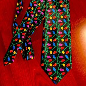 Christmas Tie Necktie Black with Multi-Color String Lights